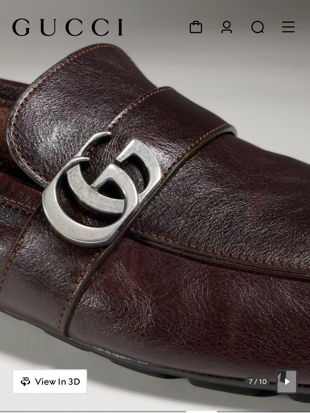 Gucci men’s driver with double G Dark Brown Leather GG Horsebit Slip-On Loafers